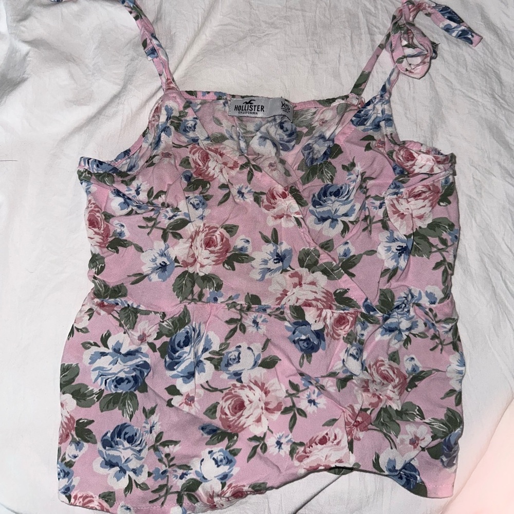 Tie-Shoulder Peplum Cami Hollister